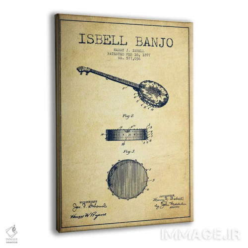 تابلو نقشهٔ پتنت بانجو ایزبل (قدیمی) اثر پیکسل کهنه (استودیو/نام هنری) - نمای پرسپکتیو محصول