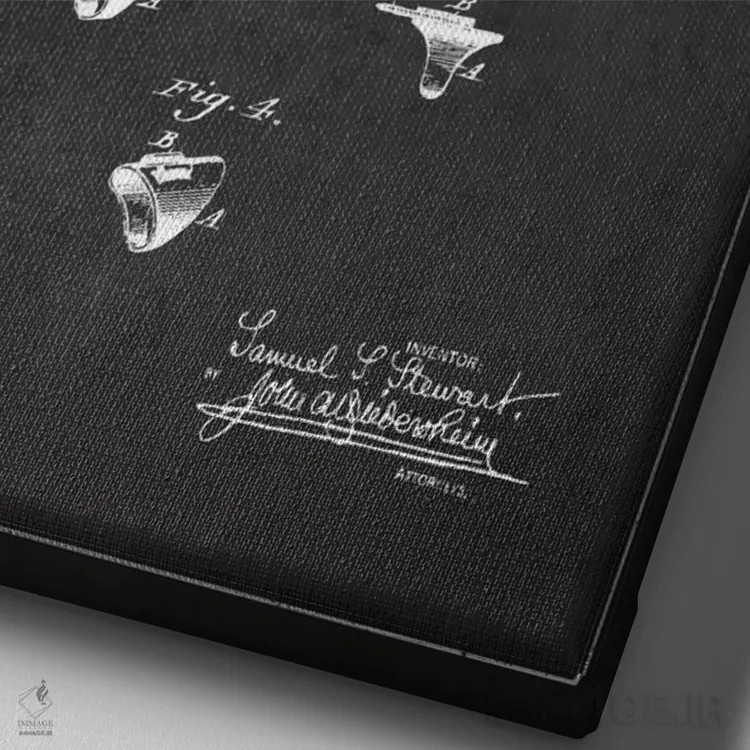 تابلو نقشهٔ پتنت بانجو استوارت (ذغالی) اثر پیکسل کهنه (استودیو/نام هنری) - نمای نزدیک بافت بوم