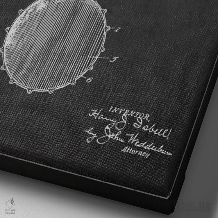 تابلو نقشهٔ پتنت بانجو ایزبل (ذغالی) اثر پیکسل کهنه (استودیو/نام هنری) - نمای نزدیک بافت بوم