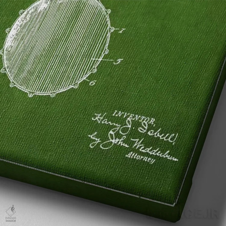 تابلو نقشهٔ پتنت بانجو ایزبل (سبز) اثر پیکسل کهنه (استودیو/نام هنری) - نمای نزدیک بافت بوم