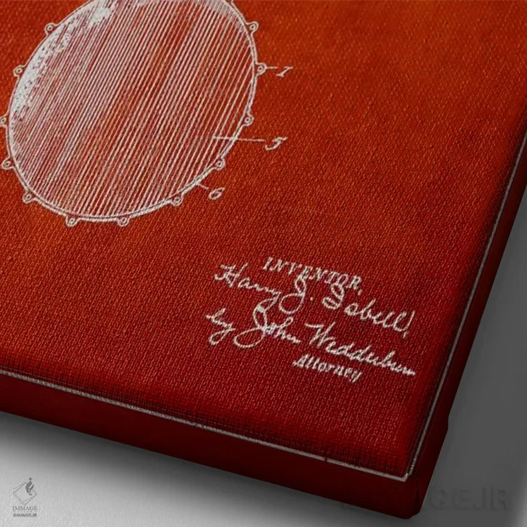 تابلو نقشهٔ پتنت بانجو ایزبل (قرمز) اثر پیکسل کهنه (استودیو/نام هنری) - نمای نزدیک بافت بوم