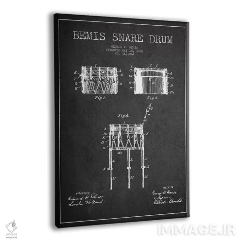 تابلو نقشهٔ پتنت طبل بیمیس (ذغالی) اثر پیکسل کهنه (استودیو/نام هنری) - نمای پرسپکتیو محصول