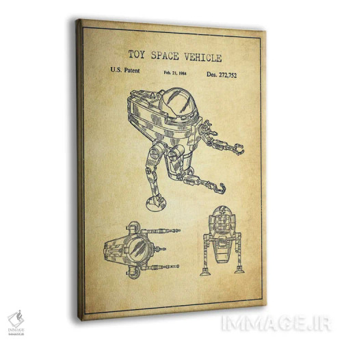 تابلو نقشهٔ پتنت ربات اسباببازی قدیمی اثر پیکسل کهنه (استودیو/نام هنری) - نمای پرسپکتیو محصول
