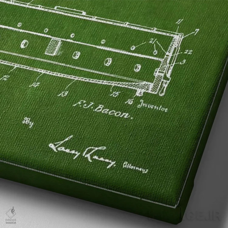تابلو نقشهٔ پتنت بانجو بیکن (سبز) اثر پیکسل کهنه (استودیو/نام هنری) - نمای نزدیک بافت بوم