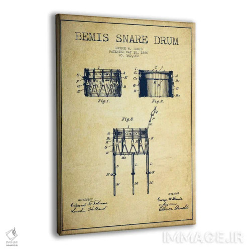 تابلو نقشهٔ پتنت طبل بیمیس (قدیمی) اثر پیکسل کهنه (استودیو/نام هنری) - نمای پرسپکتیو محصول
