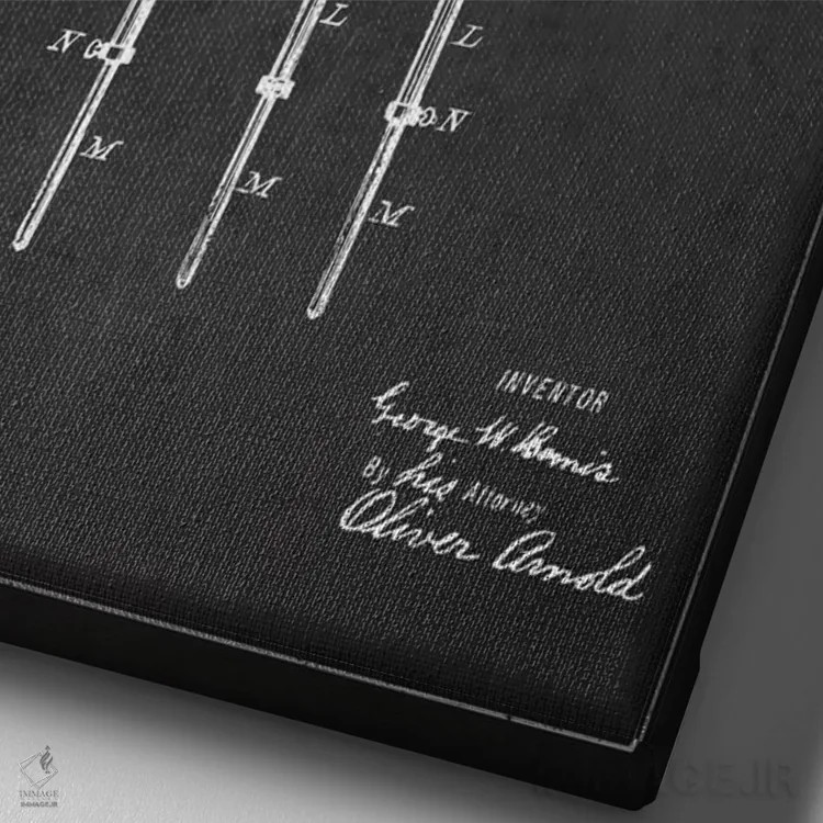 تابلو نقشهٔ پتنت طبل بیمیس (ذغالی) اثر پیکسل کهنه (استودیو/نام هنری) - نمای نزدیک بافت بوم