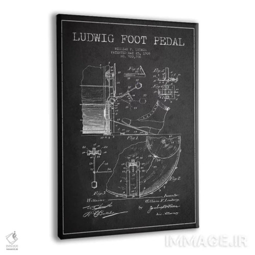 تابلو نقشهٔ پتنت پدال لودویگ (ذغالی) اثر پیکسل کهنه (استودیو/نام هنری) - نمای پرسپکتیو محصول