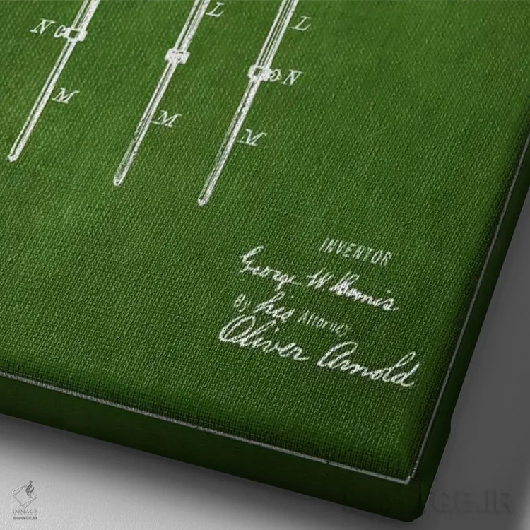 تابلو نقشهٔ پتنت طبل بیمیس (سبز) اثر پیکسل کهنه (استودیو/نام هنری) - نمای نزدیک بافت بوم