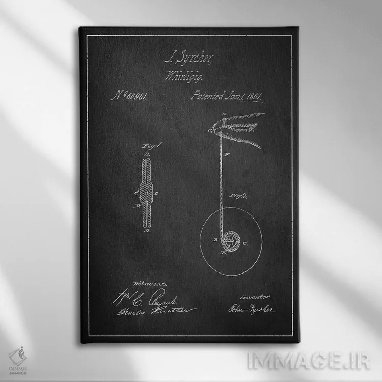 تابلو نقشهٔ پتنت یو یو (تیره) اثر پیکسل کهنه (استودیو/نام هنری) - نمای روبهرو روی دیوار