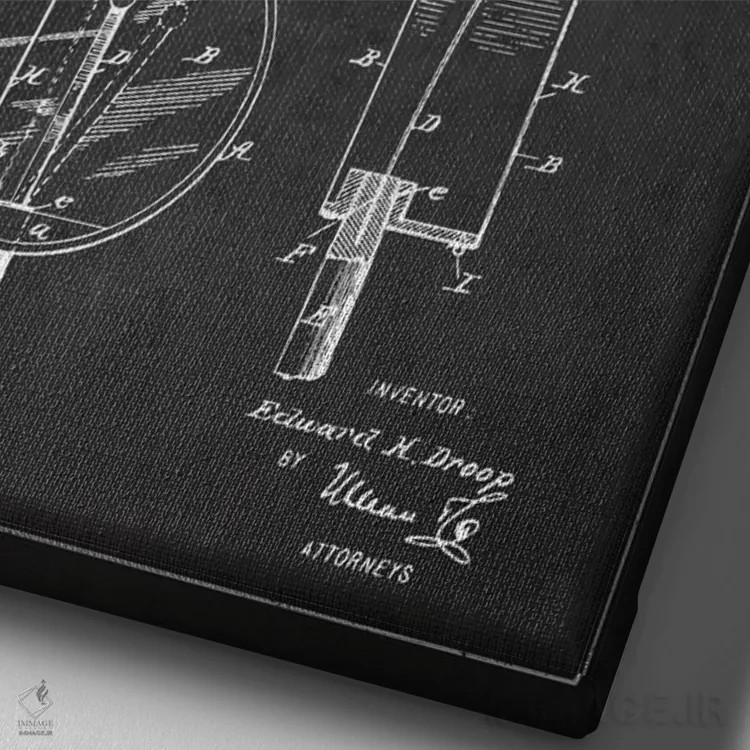 تابلو نقشهٔ پتنت طبل دروپ (ذغالی) اثر پیکسل کهنه (استودیو/نام هنری) - نمای نزدیک بافت بوم