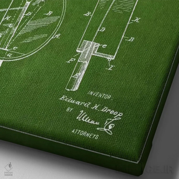 تابلو نقشهٔ پتنت طبل دروپ (سبز) اثر پیکسل کهنه (استودیو/نام هنری) - نمای نزدیک بافت بوم