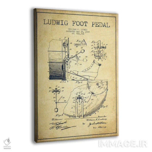 تابلو نقشهٔ پتنت پدال لودویگ (قدیمی) اثر پیکسل کهنه (استودیو/نام هنری) - نمای پرسپکتیو محصول