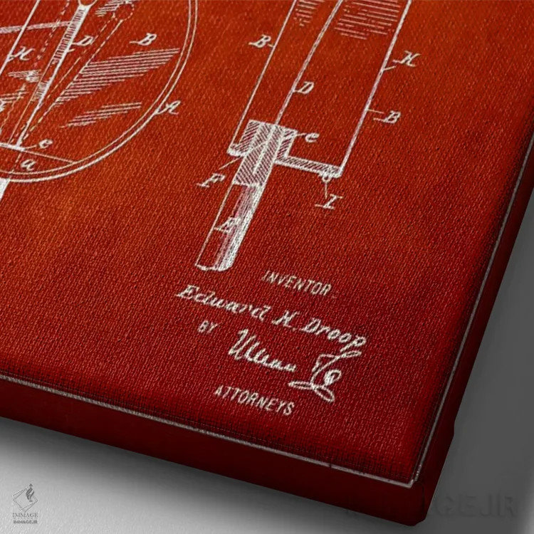 تابلو نقشهٔ پتنت طبل دروپ (قرمز) اثر پیکسل کهنه (استودیو/نام هنری) - نمای نزدیک بافت بوم