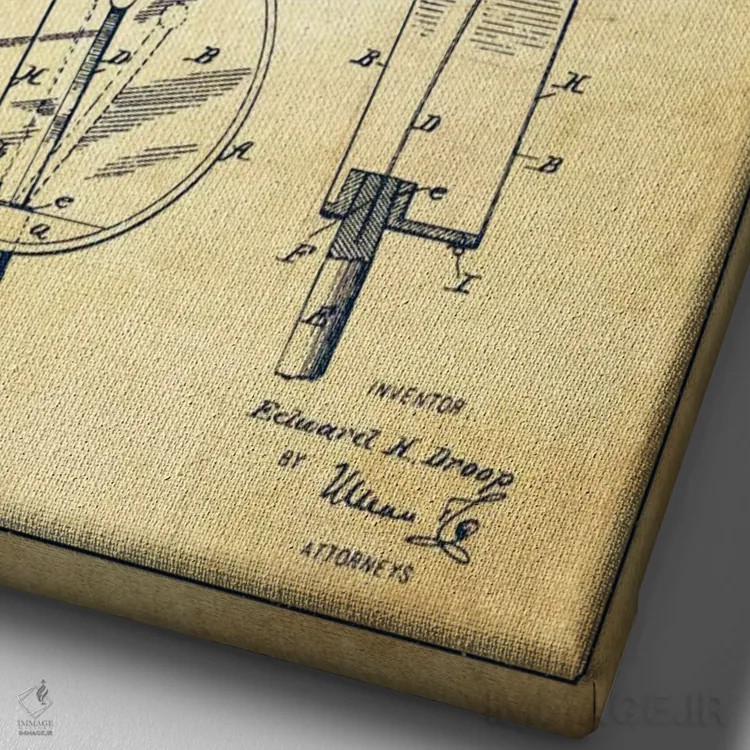 تابلو نقشهٔ پتنت طبل دروپ (قدیمی) اثر پیکسل کهنه (استودیو/نام هنری) - نمای نزدیک بافت بوم