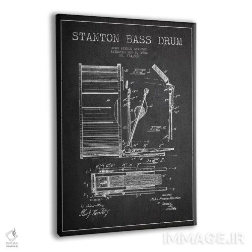 تابلو نقشهٔ پتنت گیتار بیس استنتون (ذغالی) اثر پیکسل کهنه (استودیو/نام هنری) - نمای پرسپکتیو محصول