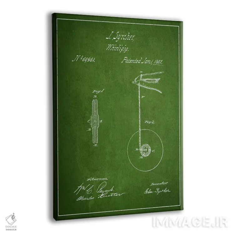 تابلو نقشهٔ پتنت یو یو (سبز) اثر پیکسل کهنه (استودیو/نام هنری) - نمای پرسپکتیو محصول