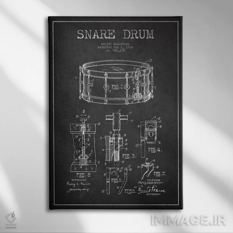 تابلو نقشهٔ پتنت اسنر وشتلر (ذغالی) اثر پیکسل کهنه (استودیو/نام هنری) - نمای روبهرو روی دیوار