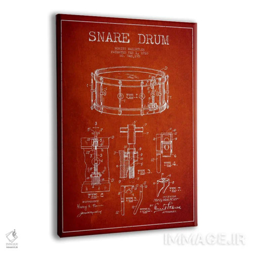 تابلو نقشهٔ پتنت اسنر وشتلر (قرمز) اثر پیکسل کهنه (استودیو/نام هنری) - نمای پرسپکتیو محصول