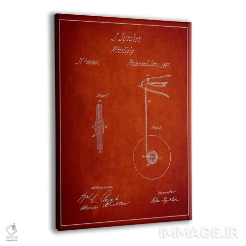 تابلو نقشهٔ پتنت یو یو (قرمز) اثر پیکسل کهنه (استودیو/نام هنری) - نمای پرسپکتیو محصول