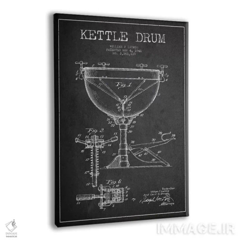 تابلو نقشهٔ پتنت کتل درام لودویگ (ذغالی) اثر پیکسل کهنه (استودیو/نام هنری) - نمای پرسپکتیو محصول