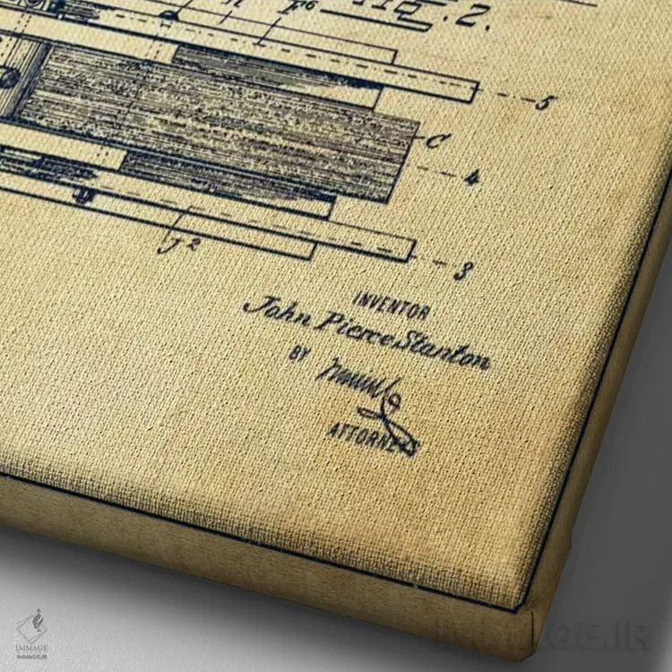 تابلو نقشهٔ پتنت گیتار بیس استنتون (قدیمی) اثر پیکسل کهنه (استودیو/نام هنری) - نمای نزدیک بافت بوم