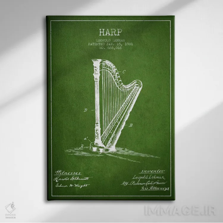 تابلو نقشهٔ پتنت چنگ (سبز) اثر پیکسل کهنه (استودیو/نام هنری) - نمای روبهرو روی دیوار