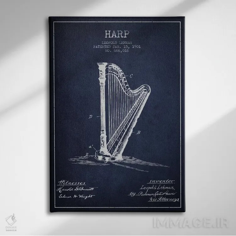 تابلو نقشهٔ پتنت چنگ (آبی نفتی) اثر پیکسل کهنه (استودیو/نام هنری) - نمای روبهرو روی دیوار