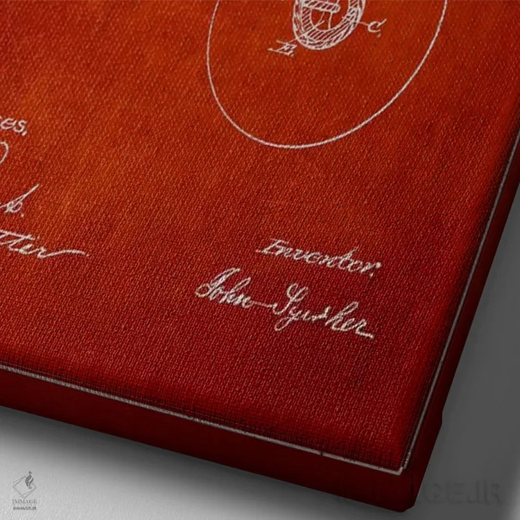 تابلو نقشهٔ پتنت یو یو (قرمز) اثر پیکسل کهنه (استودیو/نام هنری) - نمای نزدیک بافت بوم