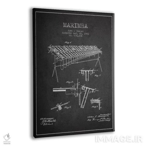 تابلو نقشهٔ پتنت ماریمبا (ذغالی) اثر پیکسل کهنه (استودیو/نام هنری) - نمای پرسپکتیو محصول