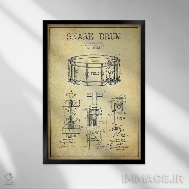 تابلو نقشهٔ پتنت اسنر وشتلر (قدیمی) اثر پیکسل کهنه (استودیو/نام هنری) - نمای قابدار مشکی
