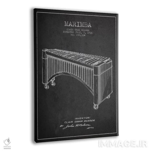 تابلو نقشهٔ پتنت ماریمبا (ذغالی) اثر پیکسل کهنه (استودیو/نام هنری) - نمای پرسپکتیو محصول