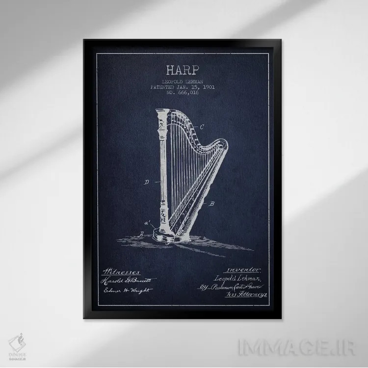 تابلو نقشهٔ پتنت چنگ (آبی نفتی) اثر پیکسل کهنه (استودیو/نام هنری) - نمای قابدار مشکی