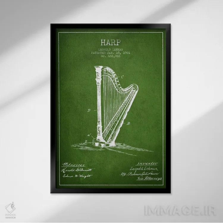 تابلو نقشهٔ پتنت چنگ (سبز) اثر پیکسل کهنه (استودیو/نام هنری) - نمای قابدار مشکی