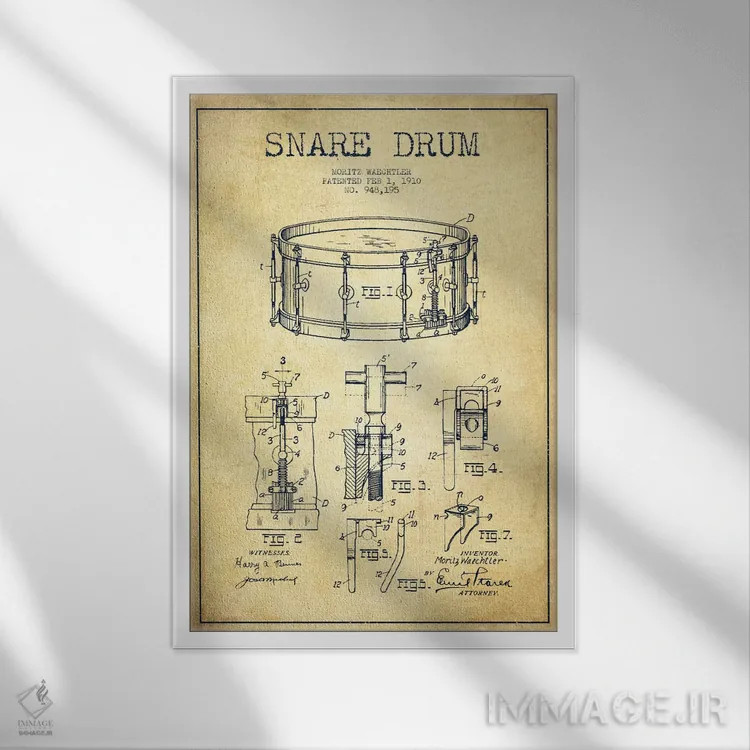 تابلو نقشهٔ پتنت اسنر وشتلر (قدیمی) اثر پیکسل کهنه (استودیو/نام هنری) - نمای قابدار سفید