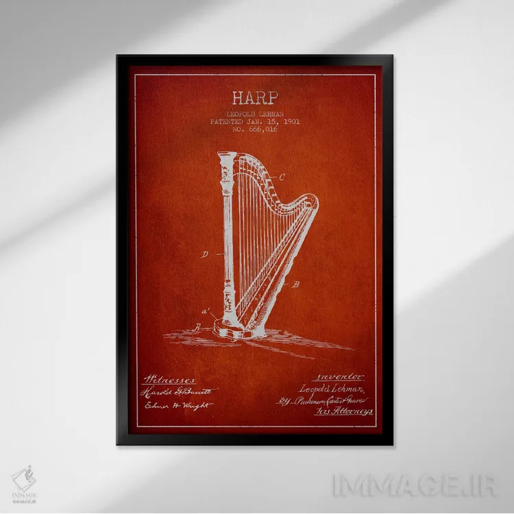 تابلو نقشهٔ پتنت چنگ (قرمز) اثر پیکسل کهنه (استودیو/نام هنری) - نمای قابدار مشکی