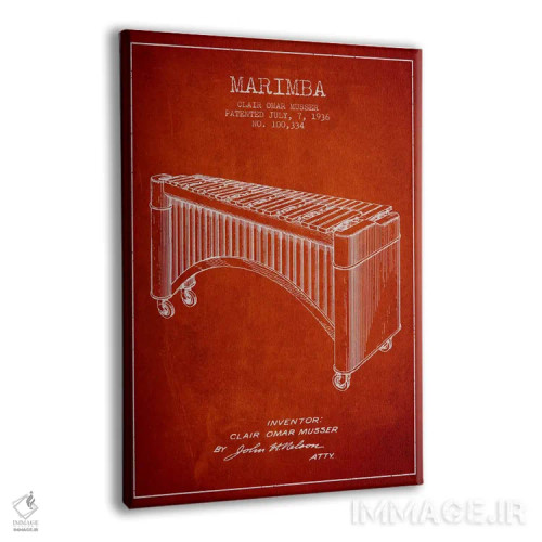 تابلو نقشهٔ پتنت ماریمبا (قرمز) اثر پیکسل کهنه (استودیو/نام هنری) - نمای پرسپکتیو محصول