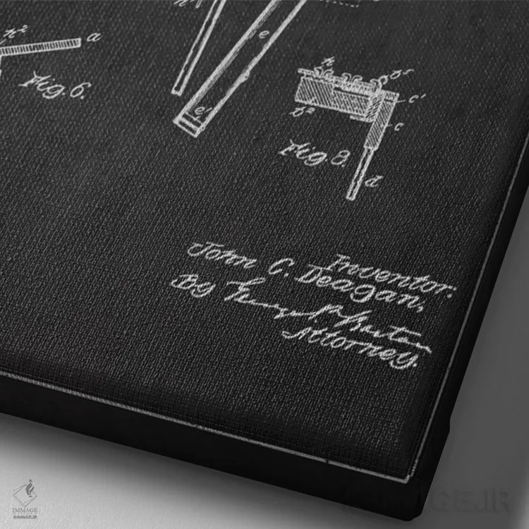 تابلو نقشهٔ پتنت ماریمبا (ذغالی) اثر پیکسل کهنه (استودیو/نام هنری) - نمای نزدیک بافت بوم