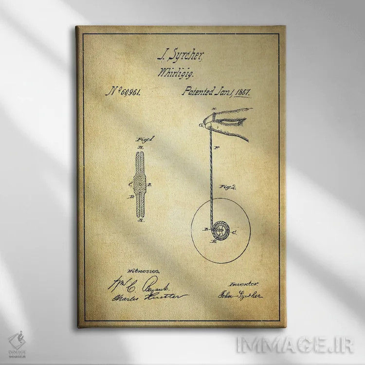 تابلو نقشهٔ پتنت یو یو (قدیمی) اثر پیکسل کهنه (استودیو/نام هنری) - نمای روبهرو روی دیوار