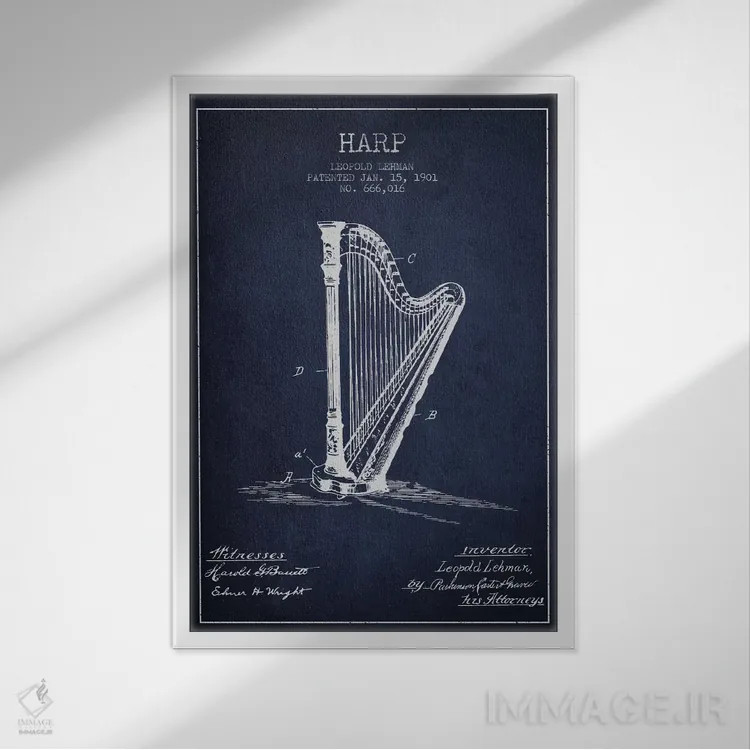 تابلو نقشهٔ پتنت چنگ (آبی نفتی) اثر پیکسل کهنه (استودیو/نام هنری) - نمای قابدار سفید