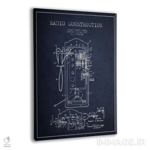 تابلو نقشهٔ پتنت ساخت رادیوی باورز (آبی) اثر پیکسل کهنه (استودیو/نام هنری) - نمای پرسپکتیو محصول