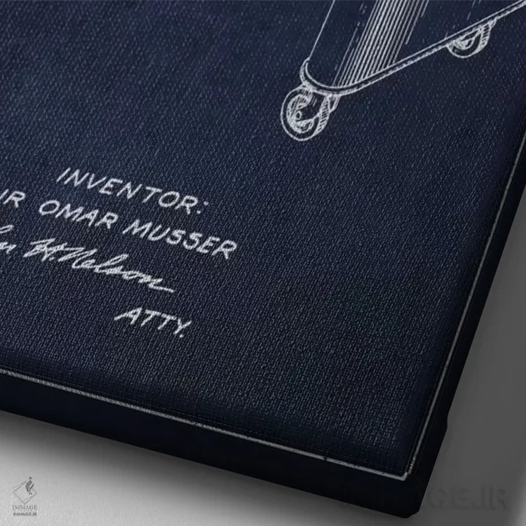 تابلو نقشهٔ پتنت ماریمبا (آبی نفتی) اثر پیکسل کهنه (استودیو/نام هنری) - نمای نزدیک بافت بوم