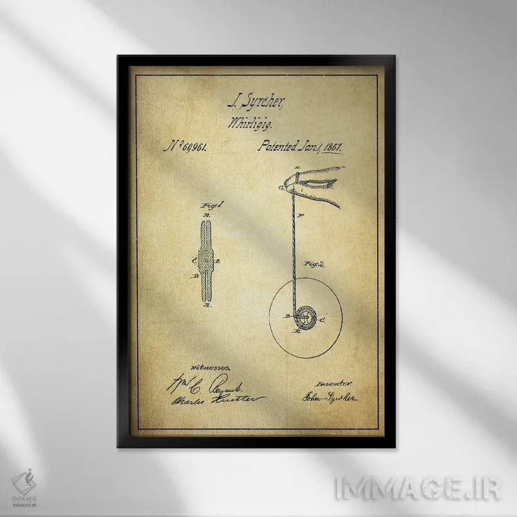 تابلو نقشهٔ پتنت یو یو (قدیمی) اثر پیکسل کهنه (استودیو/نام هنری) - نمای قابدار مشکی