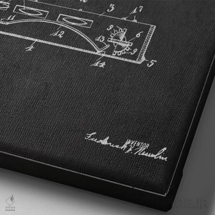 تابلو نقشهٔ پتنت دایره زنگی (ذغالی) اثر پیکسل کهنه (استودیو/نام هنری) - نمای نزدیک بافت بوم