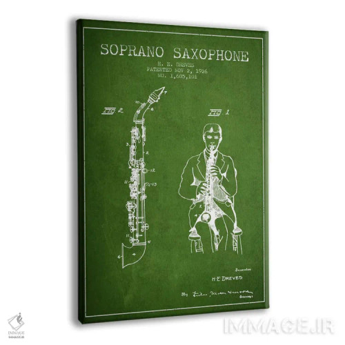تابلو نقشهٔ پتنت ساکسوفون سوپرانو (سبز) اثر پیکسل کهنه (استودیو/نام هنری) - نمای پرسپکتیو محصول