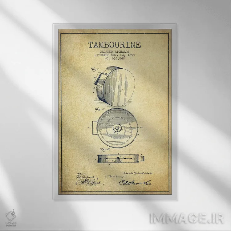 تابلو نقشهٔ پتنت دایره زنگی (قدیمی) اثر پیکسل کهنه (استودیو/نام هنری) - نمای قابدار سفید