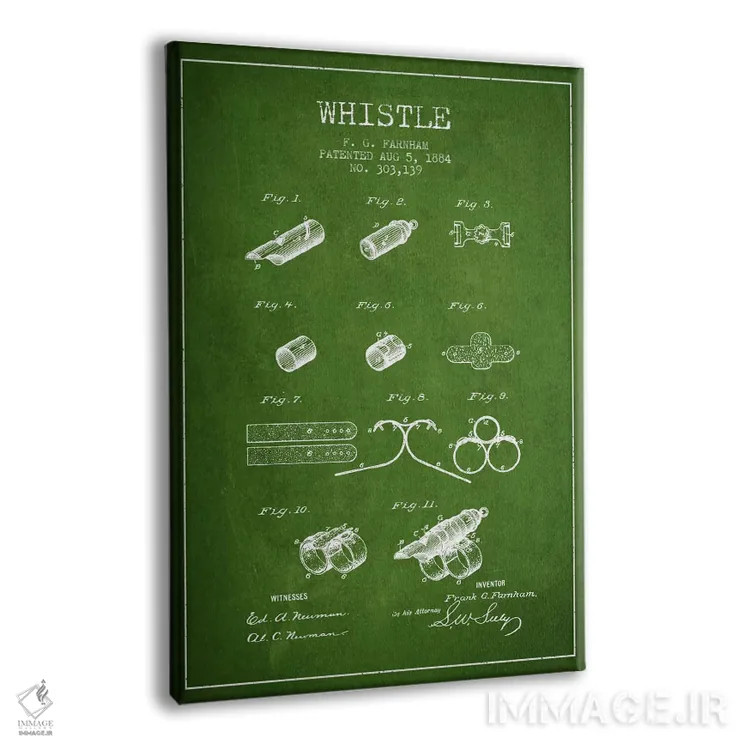 تابلو نقشهٔ پتنت سوت ۱ (سبز) اثر پیکسل کهنه (استودیو/نام هنری) - نمای پرسپکتیو محصول