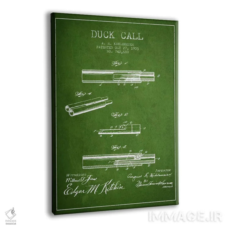 تابلو نقشهٔ پتنت سوت اردک (سبز) اثر پیکسل کهنه (استودیو/نام هنری) - نمای پرسپکتیو محصول