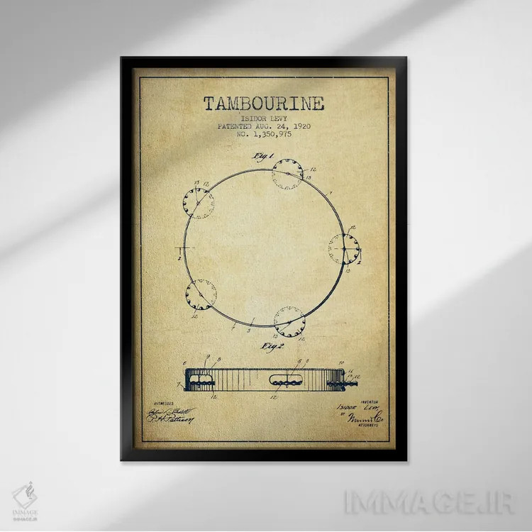 تابلو نقشهٔ پتنت دایره زنگی (قدیمی) اثر پیکسل کهنه (استودیو/نام هنری) - نمای قابدار مشکی