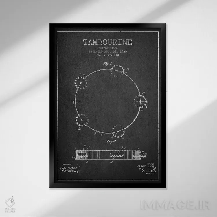 تابلو نقشهٔ پتنت دایره زنگی (ذغالی) اثر پیکسل کهنه (استودیو/نام هنری) - نمای قابدار مشکی