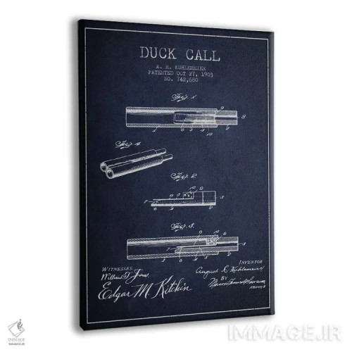 تابلو نقشهٔ پتنت سوت اردک (آبی نفتی) اثر پیکسل کهنه (استودیو/نام هنری) - نمای پرسپکتیو محصول